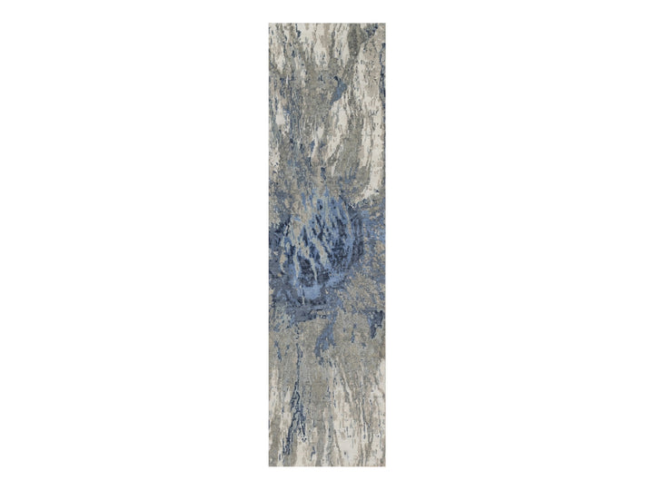 2'7" x 10'2" New Hand Knotted Ivory Wool & Silk Runner Oriental Rug - MOA10291290
