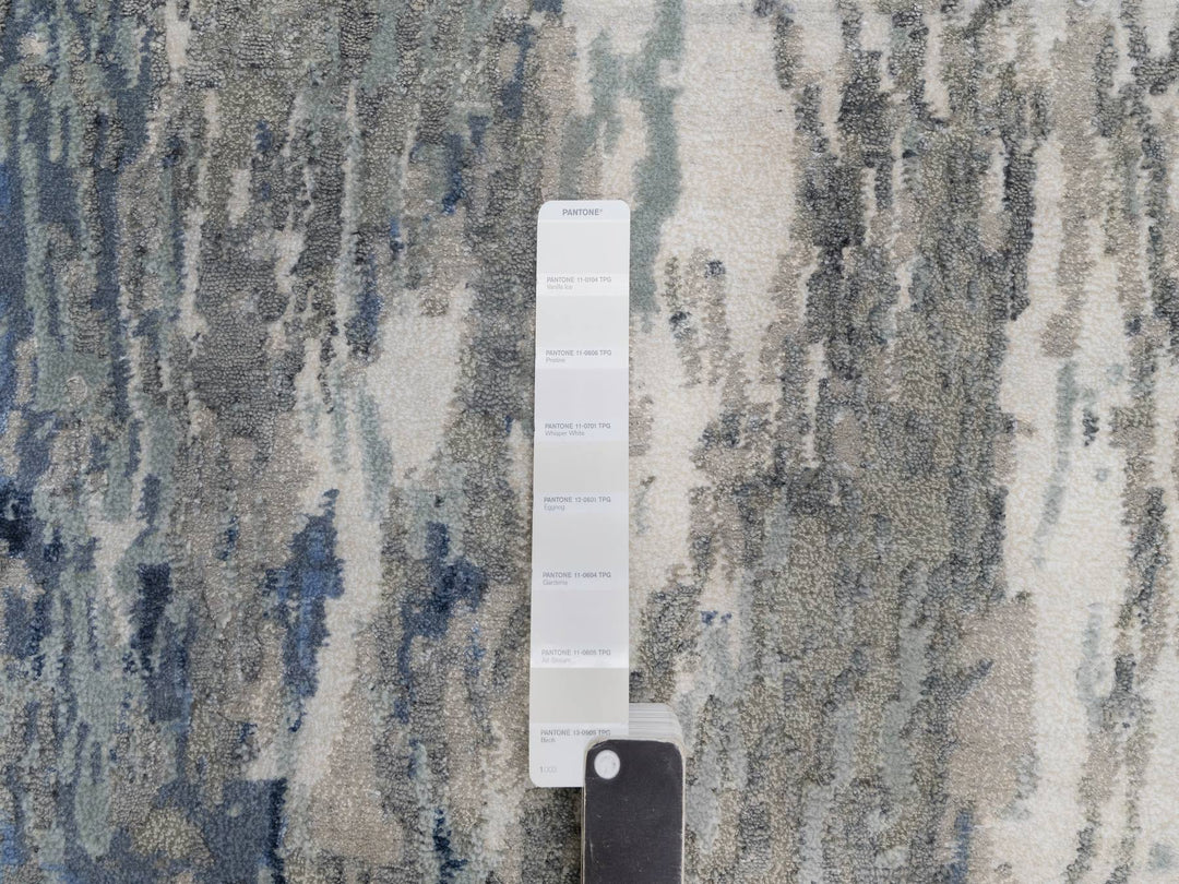 2'7" x 10'2" New Hand Knotted Blue Wool & Silk Runner Oriental Rug - MOA10291290