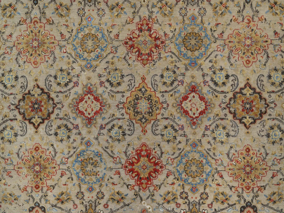 8'10" x 11'11" New Hand Knotted Beige Wool & Pure Silk Rectangle Oriental Rug - MOA10291291