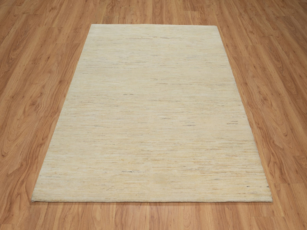 4'9" x 6'4" New Hand Knotted Ivory Wool Rectangle Oriental Rug - MOA10291294