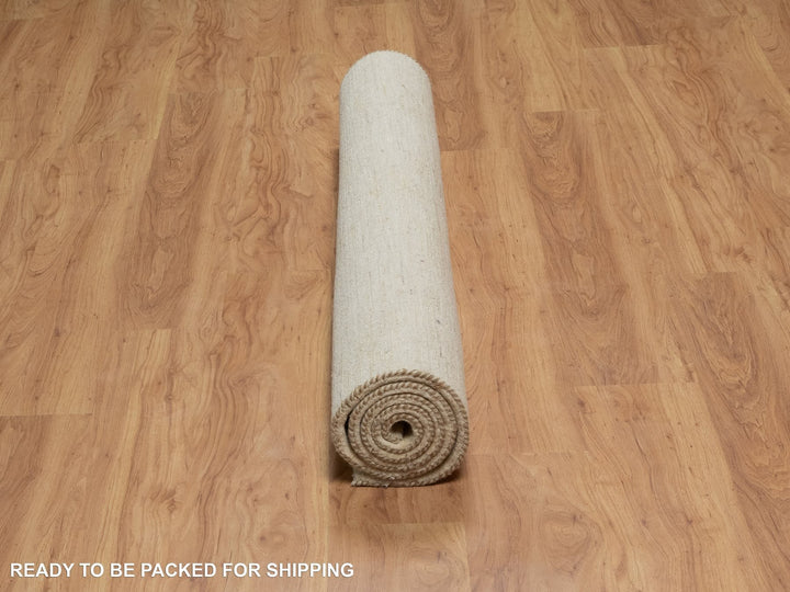 4'9" x 6'4" New Hand Knotted Ivory Wool Rectangle Oriental Rug - MOA10291294
