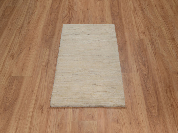 2'0" x 3'0" New Hand Knotted Ivory Wool Rectangle Oriental Rug - MOA10291295