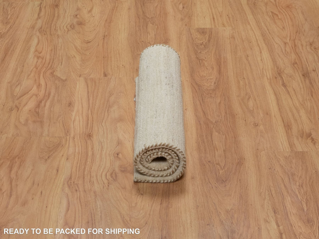 2'0" x 3'0" New Hand Knotted Ivory Wool Rectangle Oriental Rug - MOA10291295