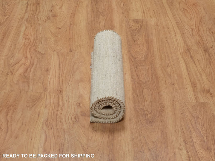 2'0" x 3'0" New Hand Knotted Ivory Wool Rectangle Oriental Rug - MOA10291295