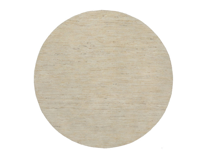 5'0" x 5'0" New Hand Knotted Ivory Wool Round Oriental Rug - MOA10291296