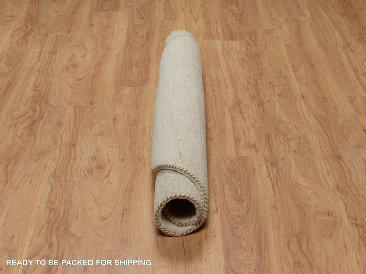 5'0" x 5'0" New Hand Knotted Ivory Wool Round Oriental Rug - MOA10291296