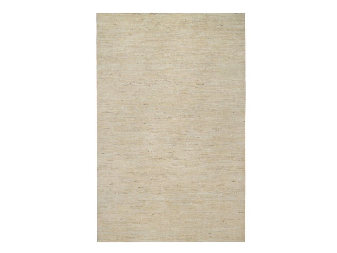 6'3" x 9'9" New Hand Knotted Ivory Wool Rectangle Oriental Rug - MOA10291297