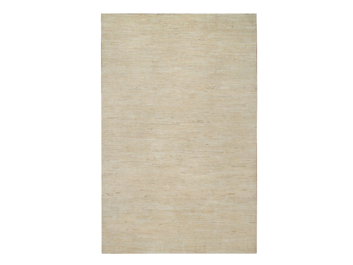 6'3" x 9'9" New Hand Knotted Ivory Wool Rectangle Oriental Rug - MOA10291297