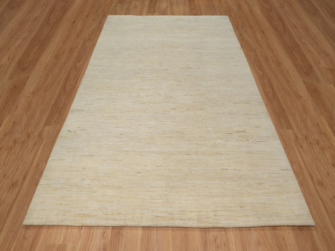 6'3" x 9'9" New Hand Knotted Ivory Wool Rectangle Oriental Rug - MOA10291297