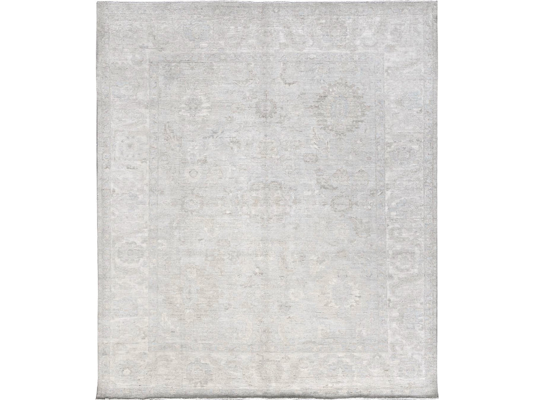 8'0" x 9'10" New Hand Knotted Grey Wool Rectangle Oriental Rug - MOA102912