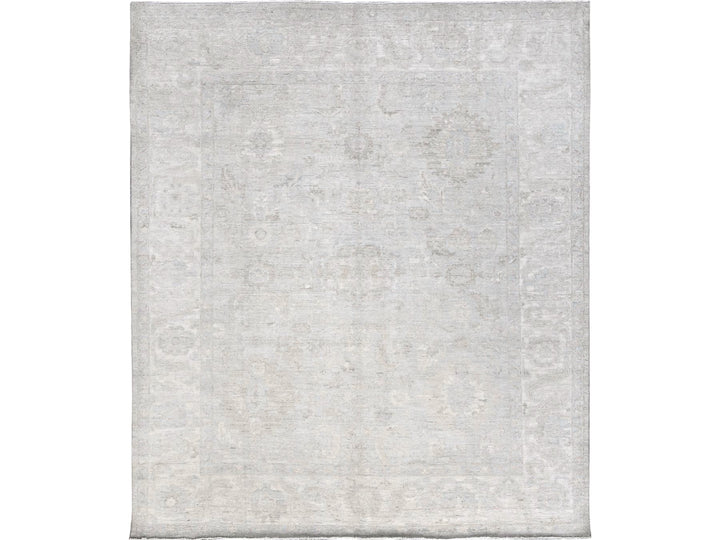 8'0" x 9'10" New Hand Knotted Grey Wool Rectangle Oriental Rug - MOA102912