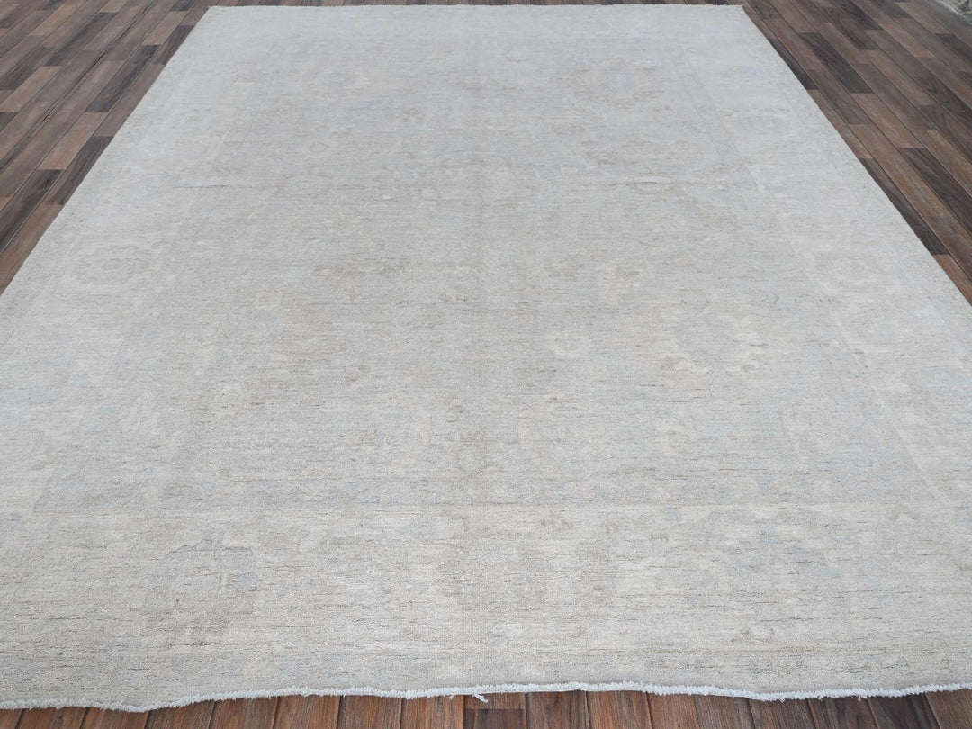 8'0" x 9'10" New Hand Knotted Grey Wool Rectangle Oriental Rug - MOA102912