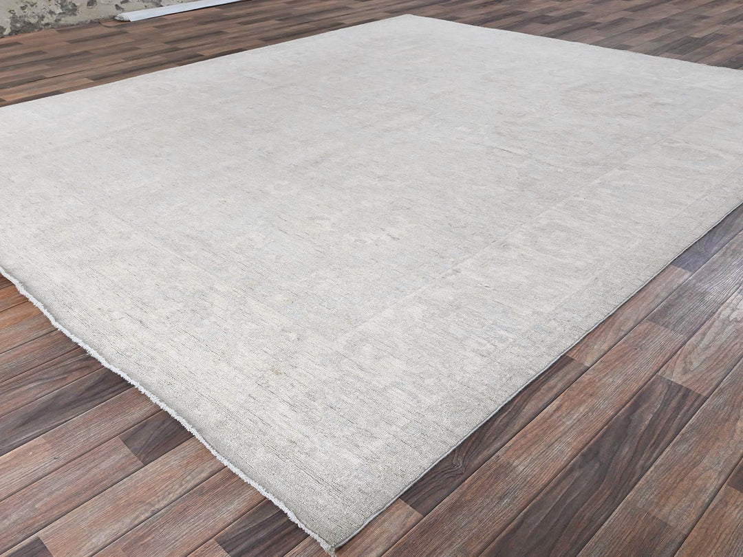 8'0" x 9'10" New Hand Knotted Grey Wool Rectangle Oriental Rug - MOA102912