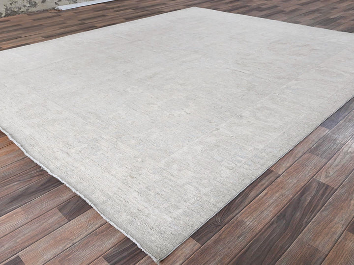 8'0" x 9'10" New Hand Knotted Grey Wool Rectangle Oriental Rug - MOA102912