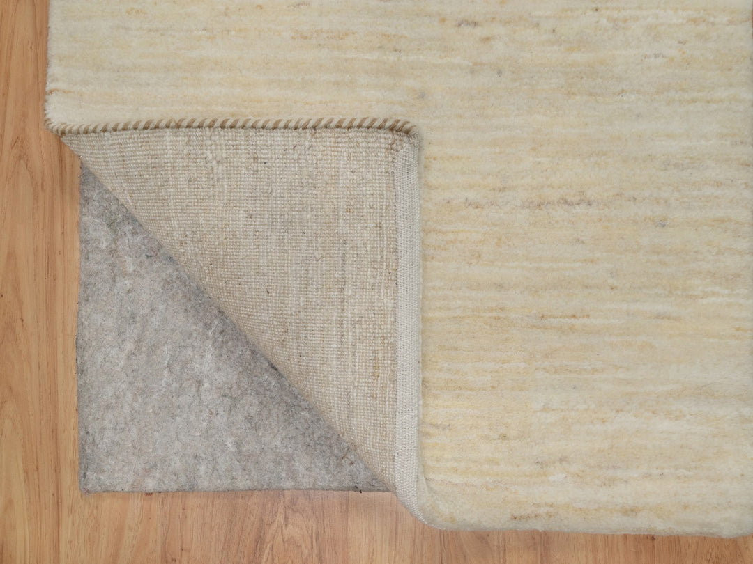 2'4" x 11'6" New Hand Knotted Ivory Wool Runner Oriental Rug - MOA10291300