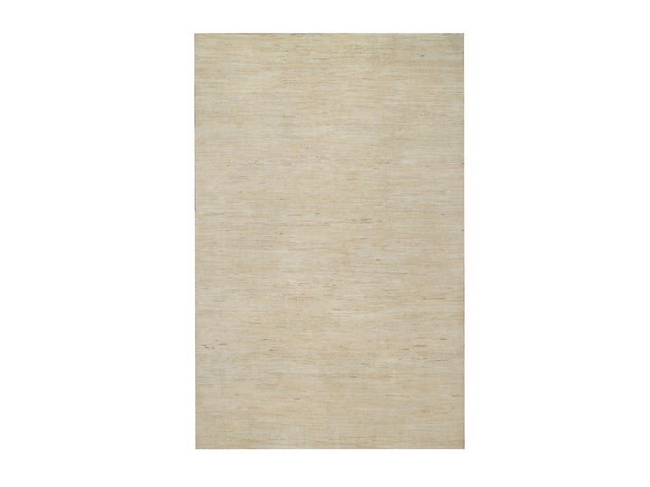 6'4" x 9'9" New Hand Knotted Ivory Wool Rectangle Oriental Rug - MOA10291302