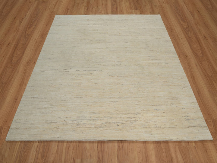 6'11" x 7'1" New Hand Knotted Ivory Wool Square Oriental Rug - MOA10291303