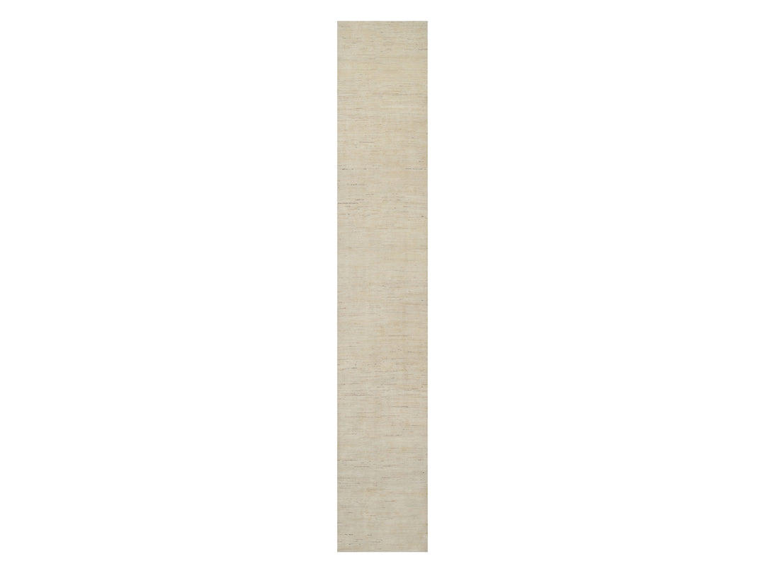 2'8" x 15'11" New Hand Knotted Ivory Wool Runner Oriental Rug - MOA10291304