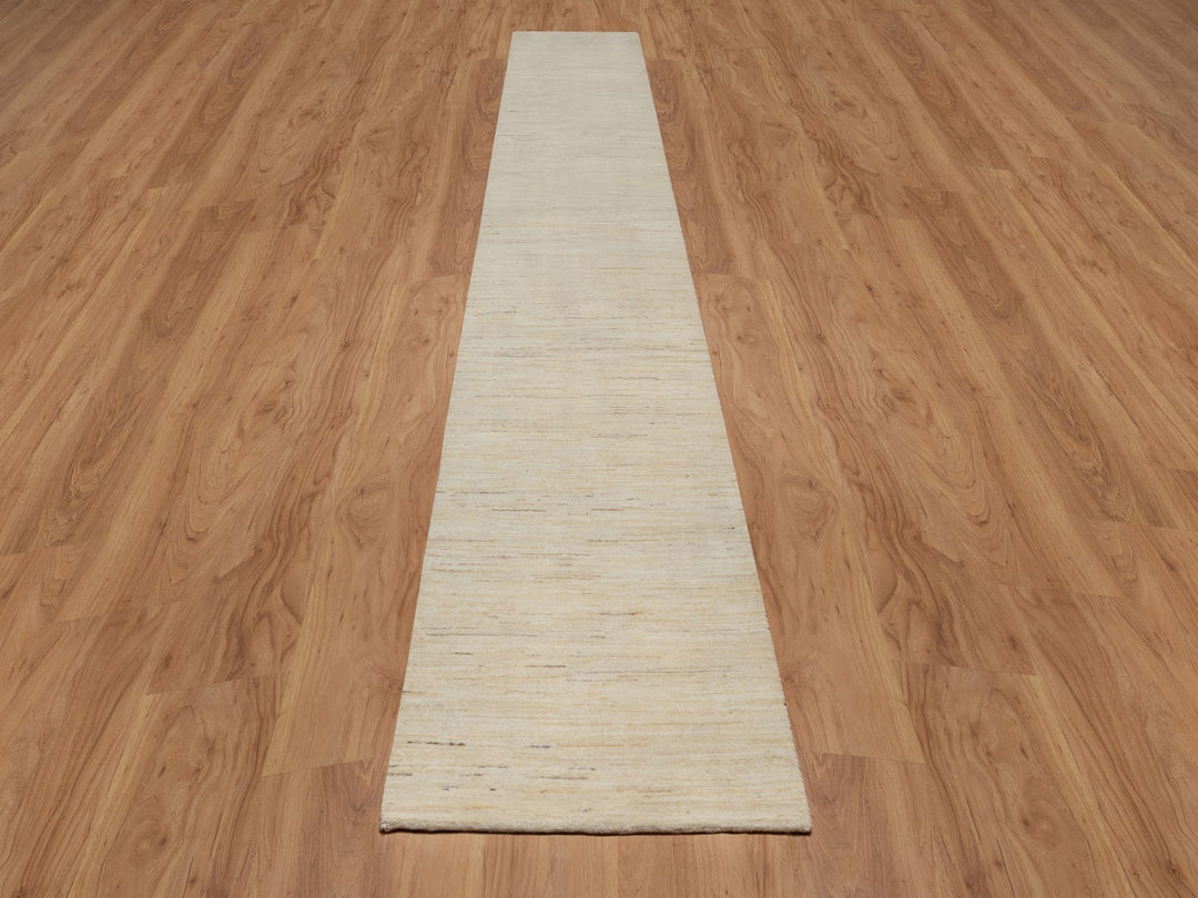 2'8" x 15'11" New Hand Knotted Ivory Wool Runner Oriental Rug - MOA10291304