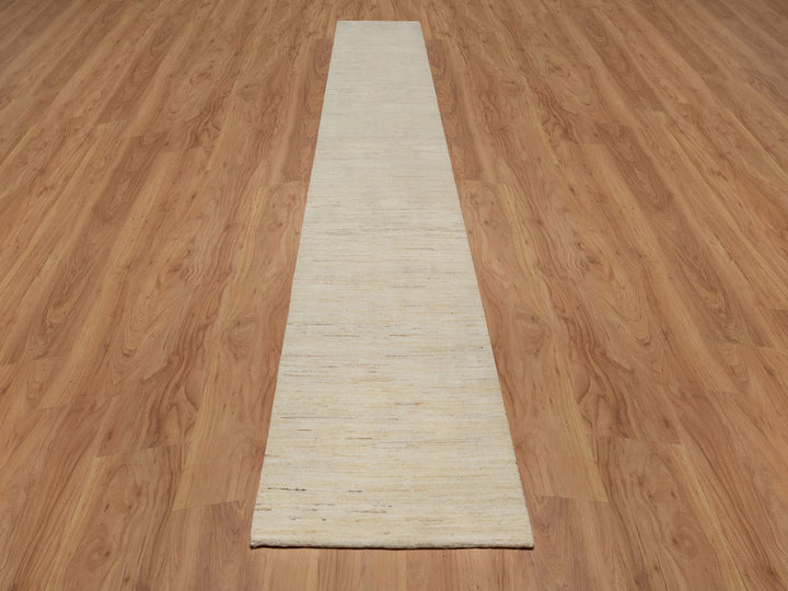 2'8" x 15'11" New Hand Knotted Ivory Wool Runner Oriental Rug - MOA10291304