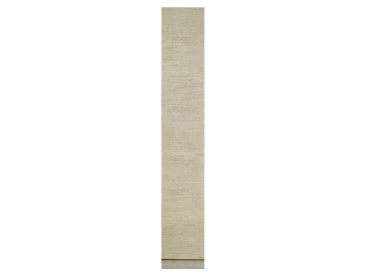 2'6" x 17'8" New Hand Knotted Ivory Wool Runner Oriental Rug - MOA10291305