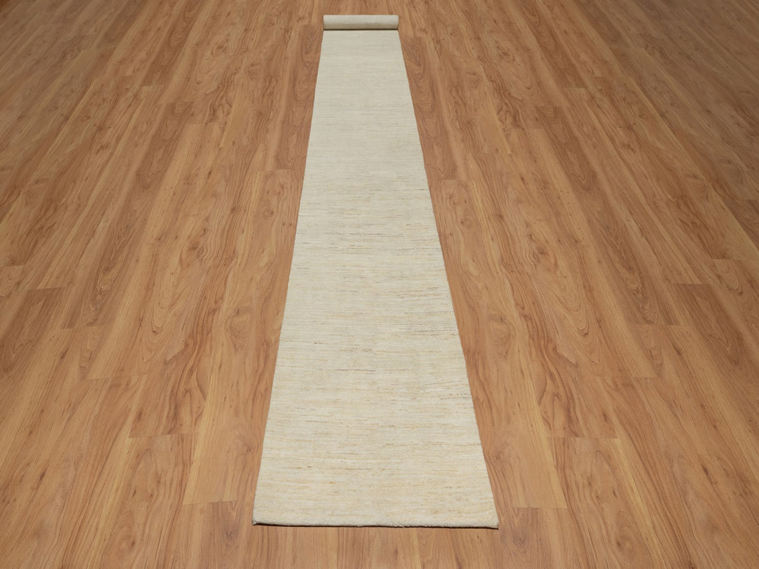 2'6" x 17'8" New Hand Knotted Ivory Wool Runner Oriental Rug - MOA10291305