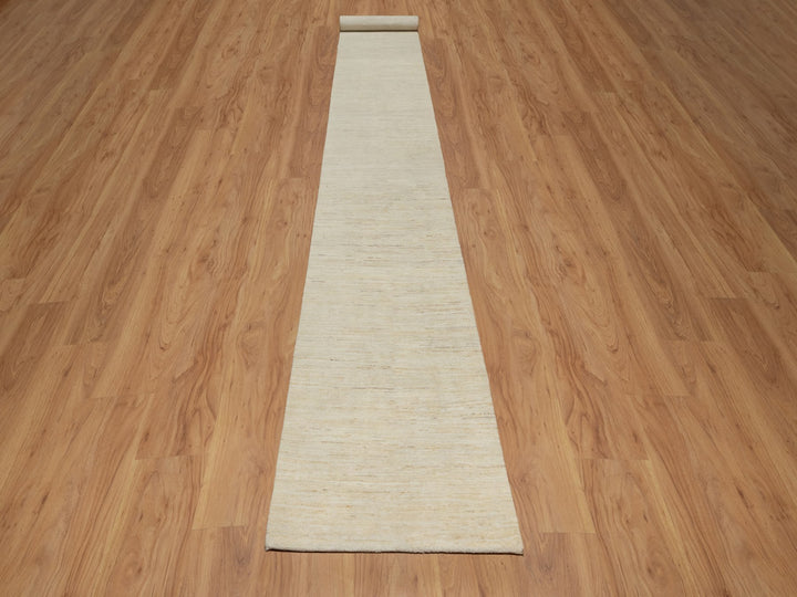 2'6" x 17'8" New Hand Knotted Ivory Wool Runner Oriental Rug - MOA10291305