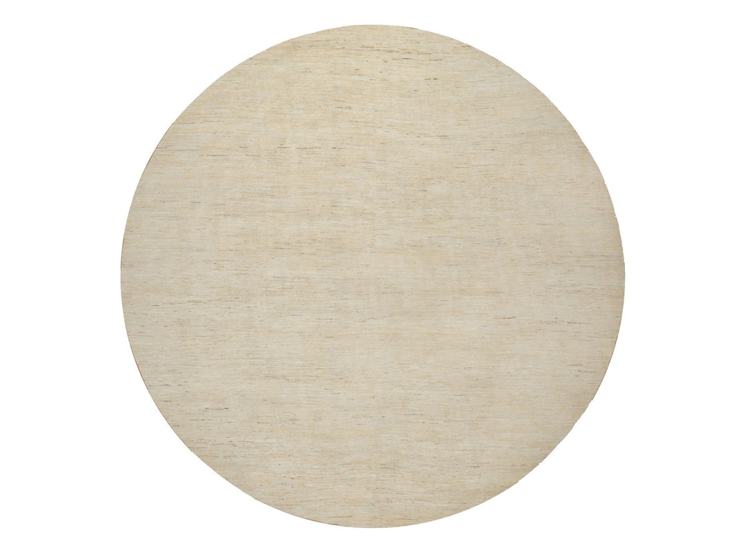 11'4" x 11'4" New Hand Knotted Ivory Wool Round Oriental Rug - MOA10291306