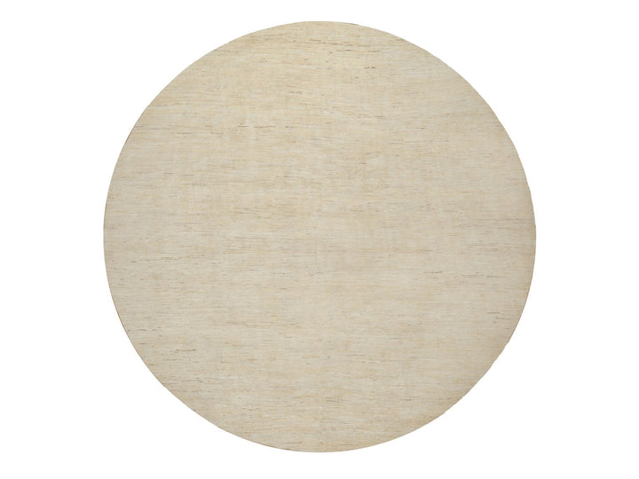 11'4" x 11'4" New Hand Knotted Ivory Wool Round Oriental Rug - MOA10291306