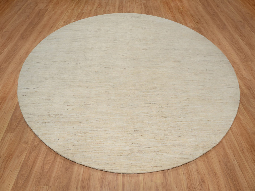 11'4" x 11'4" New Hand Knotted Ivory Wool Round Oriental Rug - MOA10291306