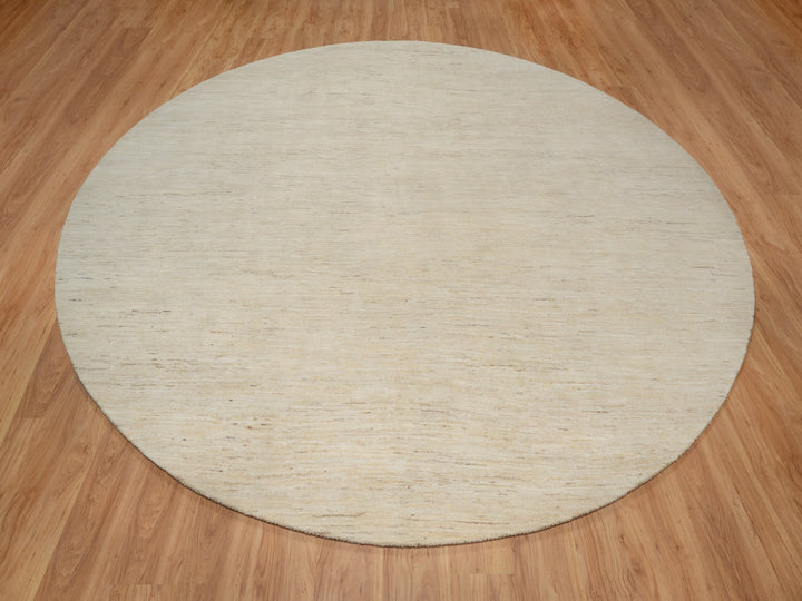 11'4" x 11'4" New Hand Knotted Ivory Wool Round Oriental Rug - MOA10291306