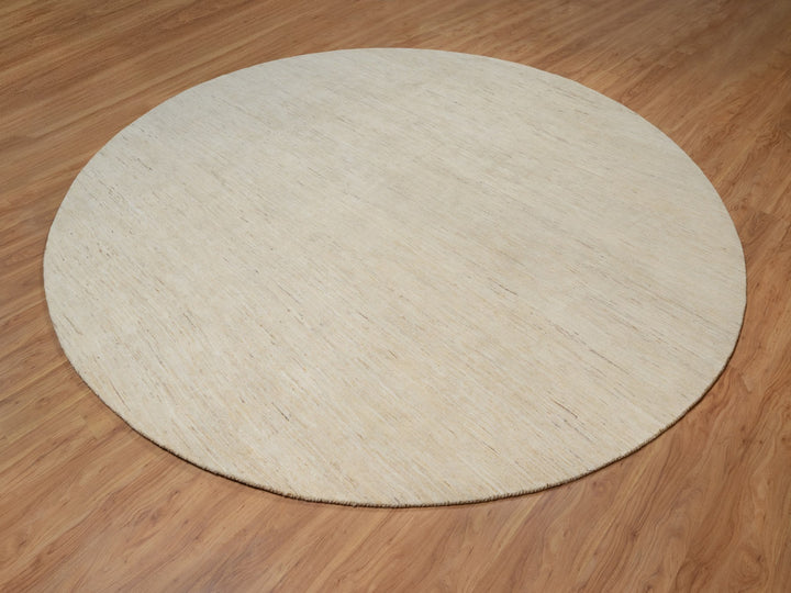 11'4" x 11'4" New Hand Knotted Ivory Wool Round Oriental Rug - MOA10291306