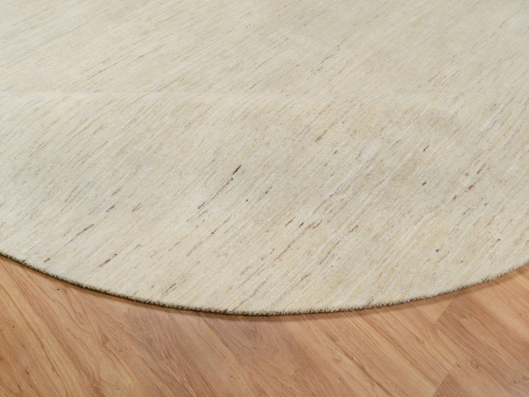 11'4" x 11'4" New Hand Knotted Ivory Wool Round Oriental Rug - MOA10291306
