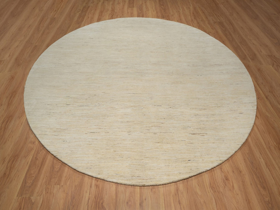 9'10" x 9'10" New Hand Knotted Ivory Wool Round Oriental Rug - MOA10291307