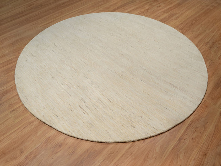 9'10" x 9'10" New Hand Knotted Ivory Wool Round Oriental Rug - MOA10291307