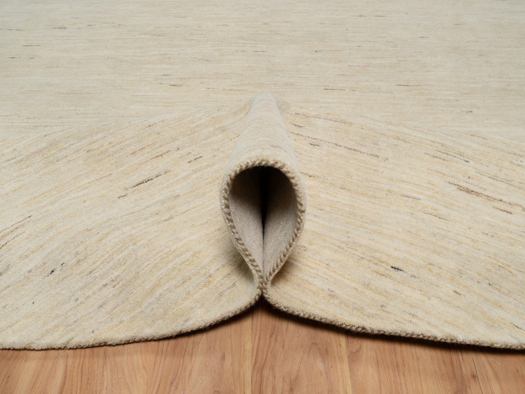 9'10" x 9'10" New Hand Knotted Ivory Wool Round Oriental Rug - MOA10291307