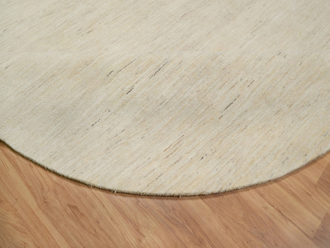 9'10" x 9'10" New Hand Knotted Ivory Wool Round Oriental Rug - MOA10291307