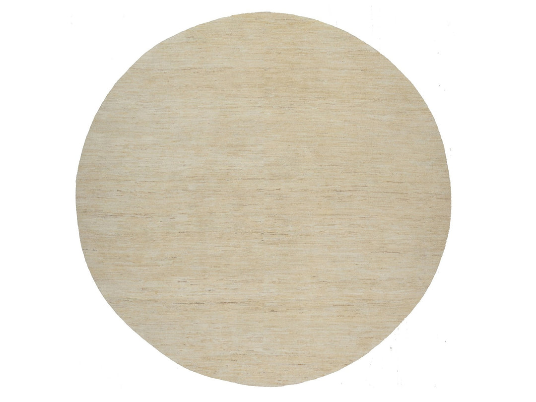 7'9" x 7'9" New Hand Knotted Ivory Wool Round Oriental Rug - MOA10291308