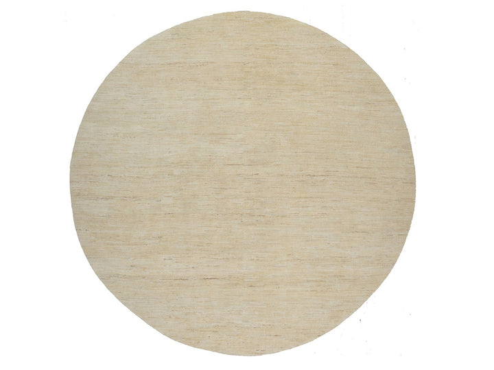 7'9" x 7'9" New Hand Knotted Ivory Wool Round Oriental Rug - MOA10291308