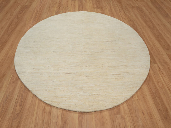 7'9" x 7'9" New Hand Knotted Ivory Wool Round Oriental Rug - MOA10291308