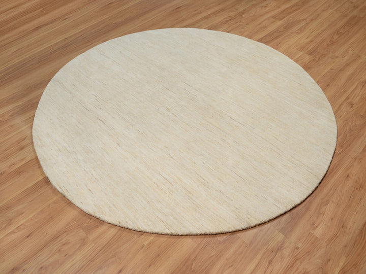 7'9" x 7'9" New Hand Knotted Ivory Wool Round Oriental Rug - MOA10291308