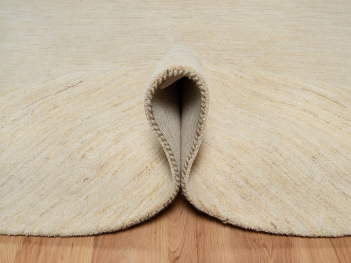 7'9" x 7'9" New Hand Knotted Ivory Wool Round Oriental Rug - MOA10291308