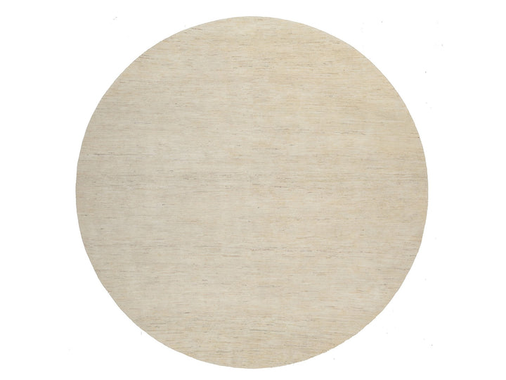9'0" x 9'0" New Hand Knotted Ivory Wool Round Oriental Rug - MOA10291310
