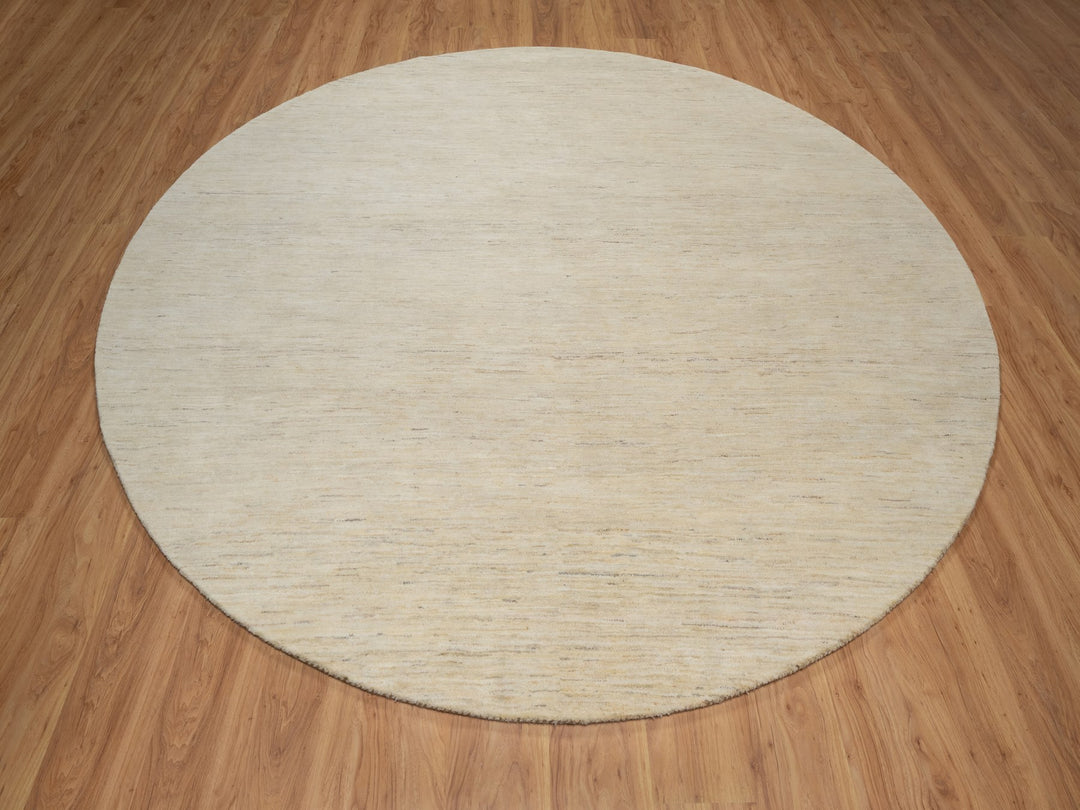 9'0" x 9'0" New Hand Knotted Ivory Wool Round Oriental Rug - MOA10291310