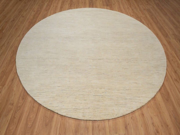 9'0" x 9'0" New Hand Knotted Ivory Wool Round Oriental Rug - MOA10291310