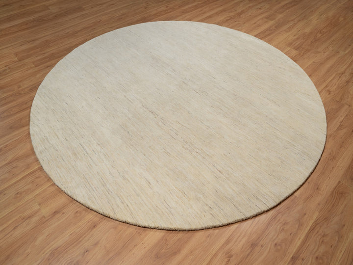 9'0" x 9'0" New Hand Knotted Ivory Wool Round Oriental Rug - MOA10291310