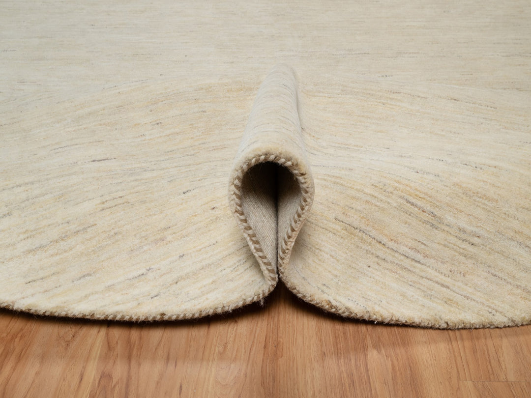 9'0" x 9'0" New Hand Knotted Ivory Wool Round Oriental Rug - MOA10291310