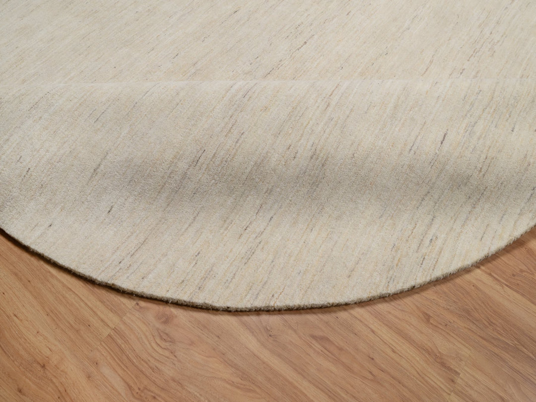 9'0" x 9'0" New Hand Knotted Ivory Wool Round Oriental Rug - MOA10291310