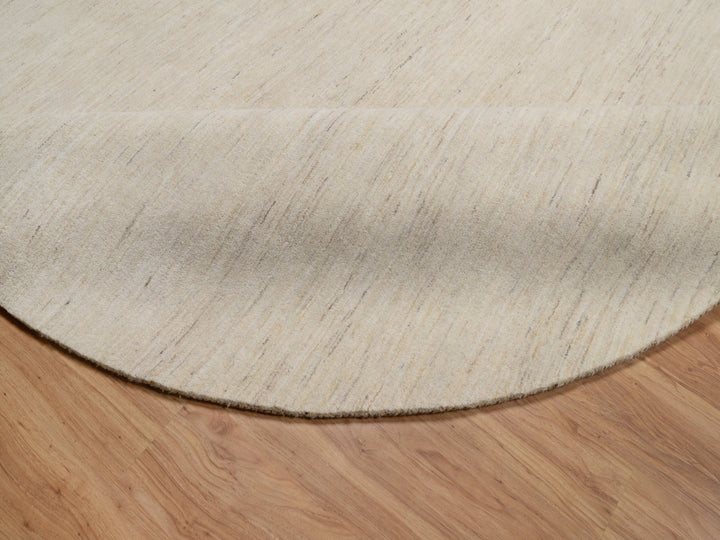 9'0" x 9'0" New Hand Knotted Ivory Wool Round Oriental Rug - MOA10291310