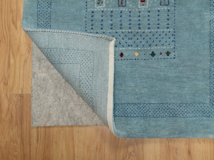 2'11" x 5'6" New Hand Knotted Blue Wool Rectangle Oriental Rug - MOA10291311